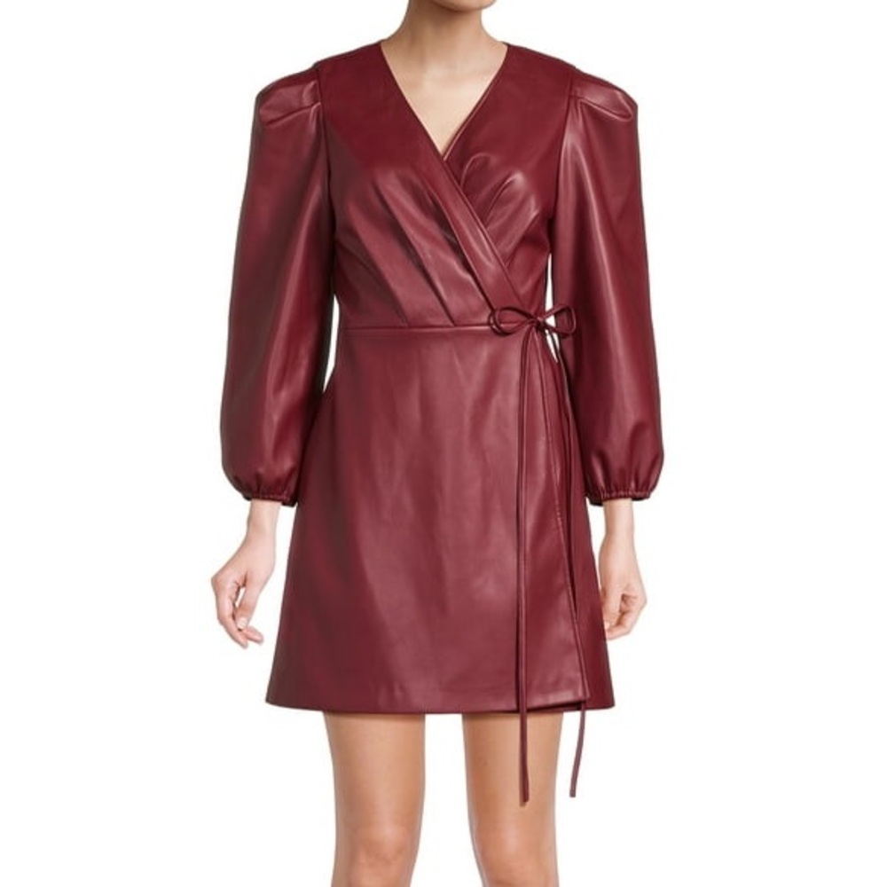 BCBG Paris - Faux Leather Wrap Dress - Women’s Medium 8 10